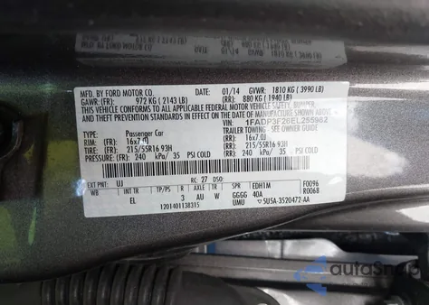 2014 Ford Focus Se z USA, uszkodzony, nr VIN 1FADP3F26EL255982